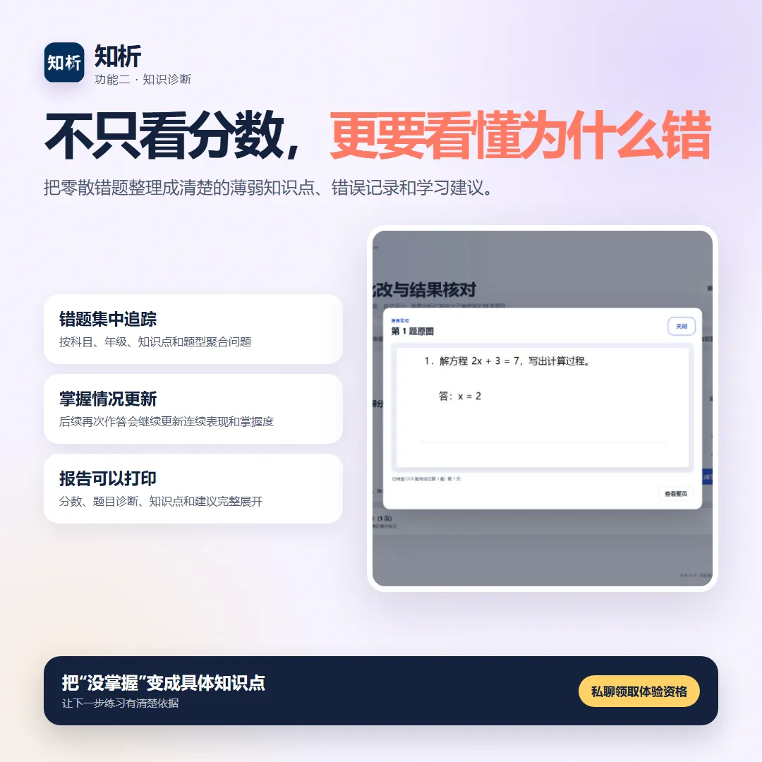 知析把错题整理为薄弱知识点和学习建议
